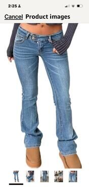 NEW! Justalwart Jeans Women Size XS Blue Curvy Flare Double Button Denim Pants